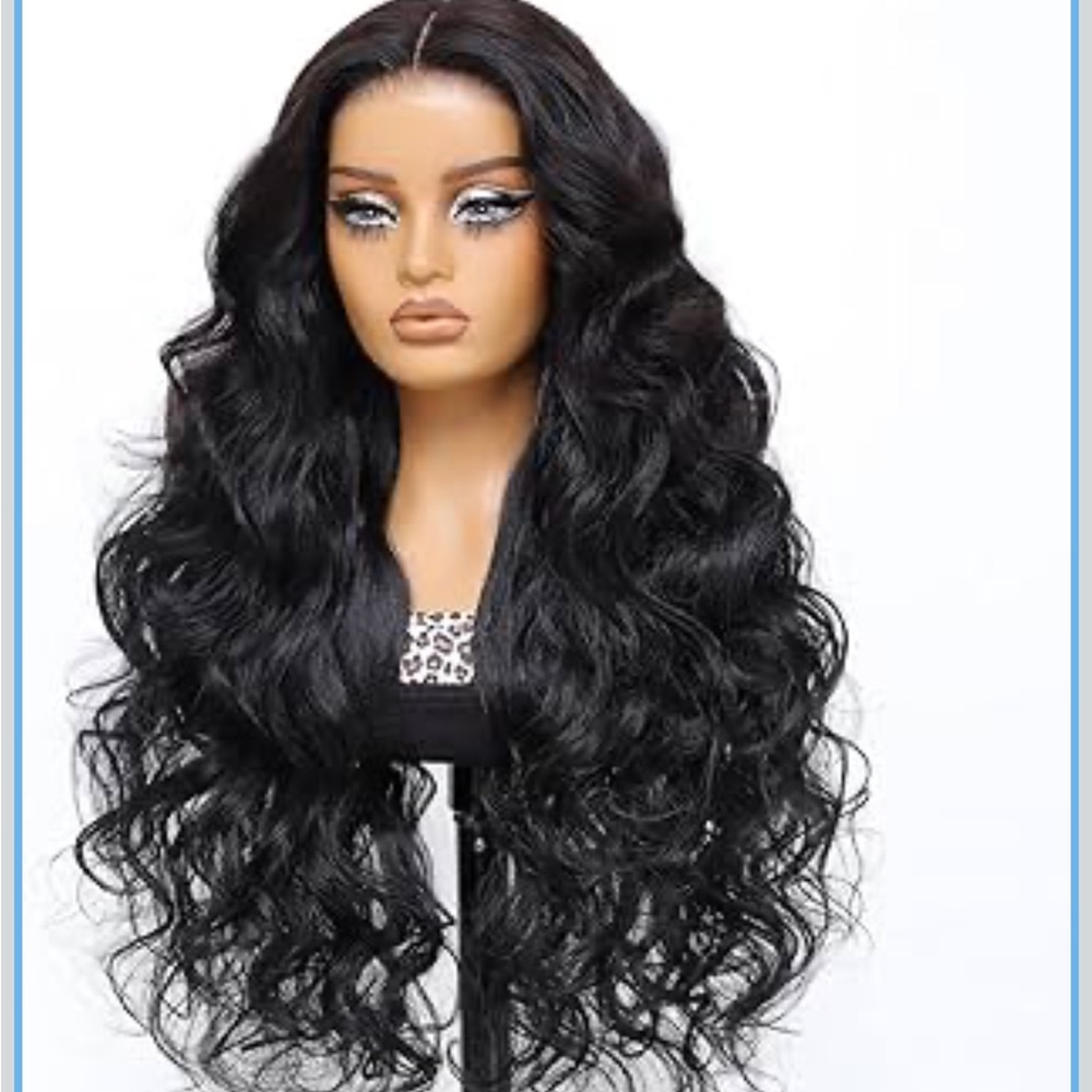 Synthetic Blend Hair Lace Front Wig Glueless Body Wave HD Lace Wig Natural Black